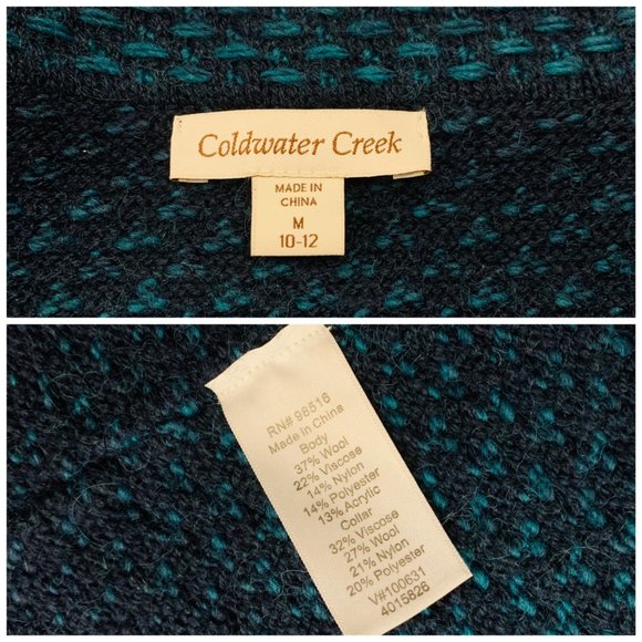 Coldwater Creek Cardigan Women's M 10-12 Blue Gradient Wool Blend Draped Open - Picture 7 of 9